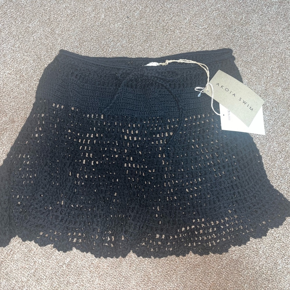 Akoia Swim Bali crochet skirt in black NEW WITH TAGS